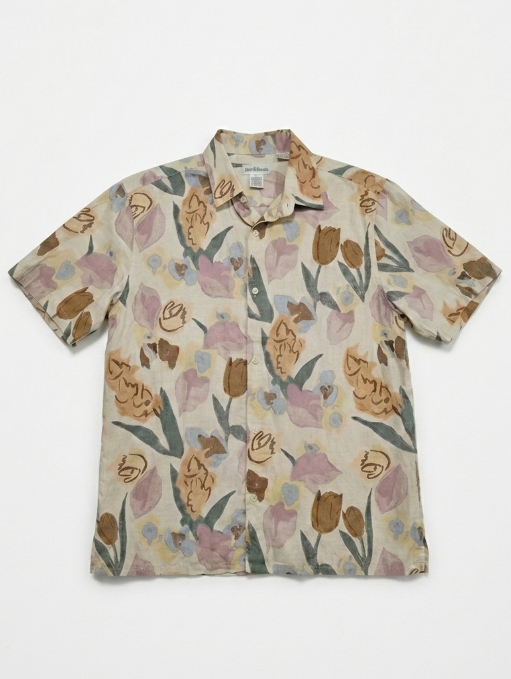 MEN'S - Ted Baker Shirt with Floral Design - Cream and Brown